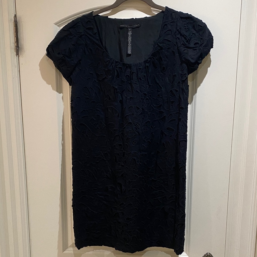 Robert Rodriguez Black Textured Short-Sleeve Dress